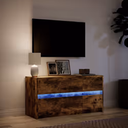 vidaXL TV Cabinet with LED TV Stand TV Unit Media Unit Engineered Wood - smoked oak, 100 x 34 x 50 cm - Additional view 4