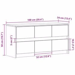 vidaXL TV Cabinet with LED TV Stand TV Unit Media Unit Engineered Wood - brown oak, 100 x 34 x 50 cm - Additional view 3