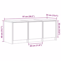vidaXL TV Cabinet with LED TV Stand TV Unit Engineered Wood - white, 97x 34 x 40 cm - Additional view 3