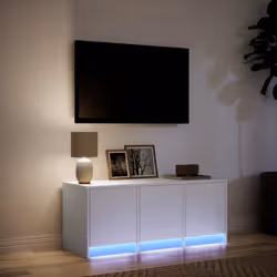 vidaXL TV Cabinet with LED TV Stand TV Unit Engineered Wood - white, 97x 34 x 40 cm - Additional view 4