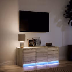 vidaXL TV Cabinet with LED TV Stand TV Unit Engineered Wood - sonoma oak, 97x 34 x 40 cm - Additional view 4