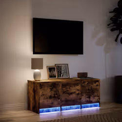vidaXL TV Cabinet with LED TV Stand TV Unit Engineered Wood - smoked oak, 97x 34 x 40 cm - Additional view 4