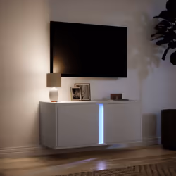 vidaXL TV Wall Cabinet with LED Lights TV Unit Wall Mounted Cabinet White - Additional view 4