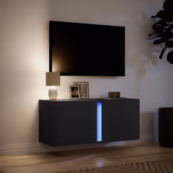 vidaXL TV Wall Cabinet with LED Lights TV Unit Wall Mounted Cabinet Black - Additional view 4