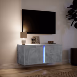 vidaXL TV Wall Cabinet with LED Lights Floating Cabinet TV Unit Concrete Grey - Additional view 4