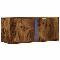vidaXL TV Wall Cabinet with LED Lights TV Unit Wall Mounted Cabinet Smoked Oak - Additional view 2