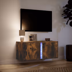 vidaXL TV Wall Cabinet with LED Lights TV Unit Wall Mounted Cabinet Smoked Oak - Additional view 4