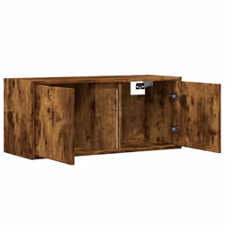 vidaXL TV Wall Cabinet with LED Lights TV Unit Wall Mounted Cabinet Smoked Oak - Additional view 8
