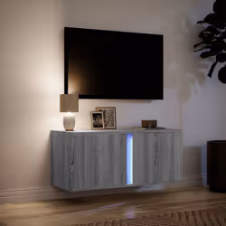 vidaXL TV Wall Cabinet with LED Lights Floating Cabinet TV Unit Grey Sonoma - Additional view 4