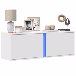 vidaXL TV Wall Cabinet with LED Lights TV Stand Floating Cabinet TV Unit White