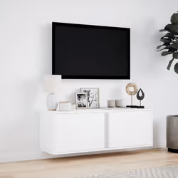 vidaXL TV Wall Cabinet with LED Lights TV Stand Floating Cabinet TV Unit White
