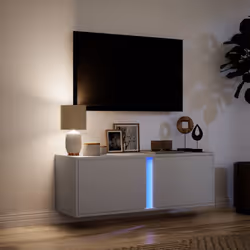 vidaXL TV Wall Cabinet with LED Lights TV Stand Floating Cabinet TV Unit White - Additional view 4