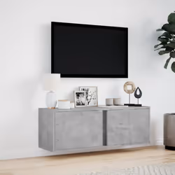 vidaXL TV Wall Cabinet with LED Lights Floating Cabinet TV Unit Concrete Grey