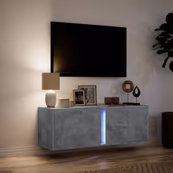 vidaXL TV Wall Cabinet with LED Lights Floating Cabinet TV Unit Concrete Grey - Additional view 4