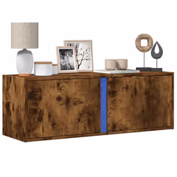 vidaXL TV Wall Cabinet with LED Lights Floating Cabinet TV Unit Smoked Oak