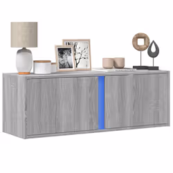 vidaXL TV Wall Cabinet with LED Lights Floating Cabinet TV Unit Grey Sonoma