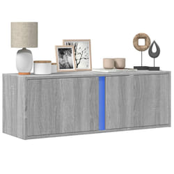 vidaXL TV Wall Cabinet with LED Lights Floating Cabinet TV Unit Grey Sonoma