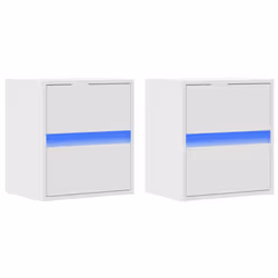 vidaXL TV Wall Cabinet with LED Lights TV Unit Wall Mounted Cabinet - white, 41 x 31 x 45 cm/ 2 pcs - Additional view 2