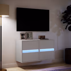 vidaXL TV Wall Cabinet with LED Lights TV Unit Wall Mounted Cabinet - white, 41 x 31 x 45 cm/ 2 pcs - Additional view 4