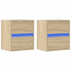 vidaXL TV Wall Cabinet with LED Lights TV Unit Wall Mounted Cabinet - sonoma oak, 41 x 31 x 45 cm/ 2 pcs - Additional view 2