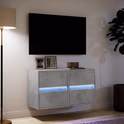 vidaXL TV Wall Cabinet with LED Lights TV Unit Wall Mounted Cabinet - concrete grey, 41 x 31 x 45 cm/ 2 pcs - Additional view 4