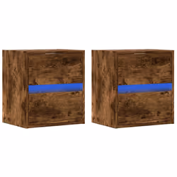 vidaXL TV Wall Cabinet with LED Lights TV Unit Wall Mounted Cabinet - smoked oak, 41 x 31 x 45 cm/ 2 pcs - Additional view 2