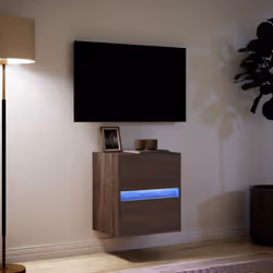 vidaXL TV Wall Cabinet with LED Lights TV Unit Wall Mounted Cabinet - brown oak, 41 x 31 x 45 cm/ 1 pcs - Additional view 4
