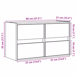 vidaXL TV Wall Cabinet with LED Lights TV Unit Wall Mounted Cabinet - white, 80 x 31 x 45 cm/ 1 pcs - Additional view 3
