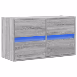vidaXL TV Wall Cabinet with LED Lights TV Unit Wall Mounted Cabinet - grey sonoma, 80 x 31 x 45 cm/ 1 pcs - Additional view 2
