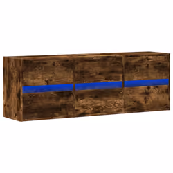 vidaXL TV Wall Cabinet with LED Lights TV Unit Wall Mounted Cabinet - smoked oak, 130 x 31 x 45 cm/ 1 pcs - Additional view 2