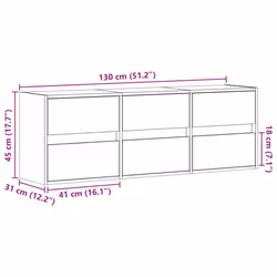 vidaXL TV Wall Cabinet with LED Lights TV Unit Wall Mounted Cabinet - smoked oak, 130 x 31 x 45 cm/ 1 pcs - Additional view 3