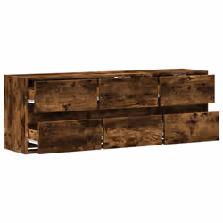 vidaXL TV Wall Cabinet with LED Lights TV Unit Wall Mounted Cabinet - smoked oak, 130 x 31 x 45 cm/ 1 pcs - Additional view 8