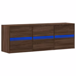 vidaXL TV Wall Cabinet with LED Lights TV Unit Wall Mounted Cabinet - brown oak, 130 x 31 x 45 cm/ 1 pcs - Additional view 2