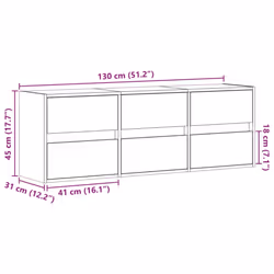 vidaXL TV Wall Cabinet with LED Lights TV Unit Wall Mounted Cabinet - brown oak, 130 x 31 x 45 cm/ 1 pcs - Additional view 3
