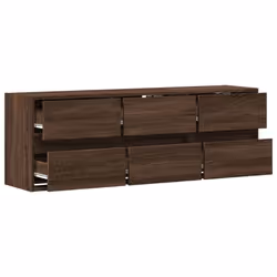 vidaXL TV Wall Cabinet with LED Lights TV Unit Wall Mounted Cabinet - brown oak, 130 x 31 x 45 cm/ 1 pcs - Additional view 8