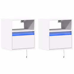 vidaXL TV Wall Cabinets with LED Lights Floating Cabinet TV Unit 2 pcs White