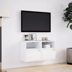 vidaXL TV Wall Cabinets with LED Lights Floating Cabinet TV Unit 2 pcs White