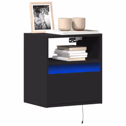 vidaXL TV Wall Cabinets with LED Lights Floating Cabinet TV Unit 2 pcs Black