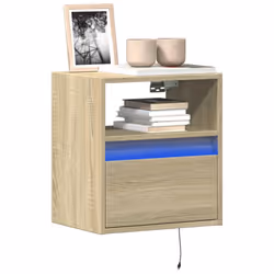 vidaXL TV Wall Cabinets with LED Lights Floating TV Unit 2 pcs Sonoma Oak