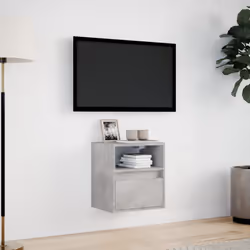 vidaXL TV Wall Cabinet with LED Lights Floating Cabinet TV Unit Concrete Grey