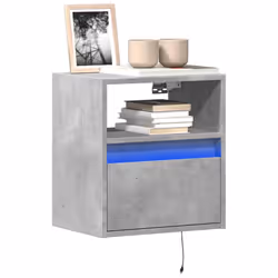 vidaXL TV Wall Cabinets with LED Lights Floating TV Unit 2 pcs Concrete Grey