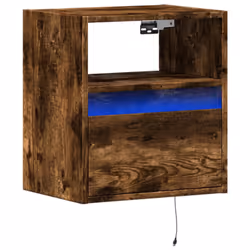 vidaXL TV Wall Cabinet with LED Lights TV Unit Wall Mounted Cabinet Smoked Oak - Additional view 2