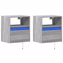 vidaXL TV Wall Cabinets with LED Lights Floating TV Unit 2 pcs Grey Sonoma