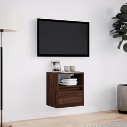 vidaXL TV Wall Cabinet with LED Lights TV Unit Wall Mounted Cabinet Brown Oak