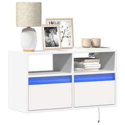 vidaXL TV Wall Cabinet with LED Lights TV Stand Floating Cabinet TV Unit White