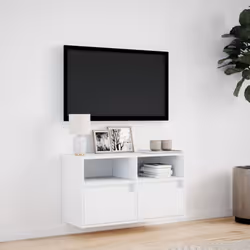 vidaXL TV Wall Cabinet with LED Lights TV Stand Floating Cabinet TV Unit White