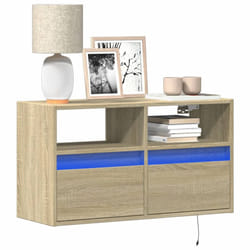 vidaXL TV Wall Cabinet with LED Lights Floating Cabinet TV Unit Sonoma Oak