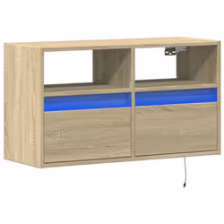 vidaXL TV Wall Cabinet with LED Lights Floating Cabinet TV Unit Sonoma Oak