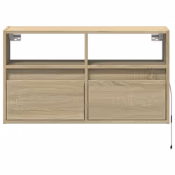 vidaXL TV Wall Cabinet with LED Lights Floating Cabinet TV Unit Sonoma Oak - Additional view 5