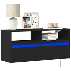 vidaXL TV Wall Cabinet with LED Lights TV Stand Floating Cabinet TV Unit Black